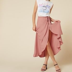 NWT Reformation pink high slit wrap skirt